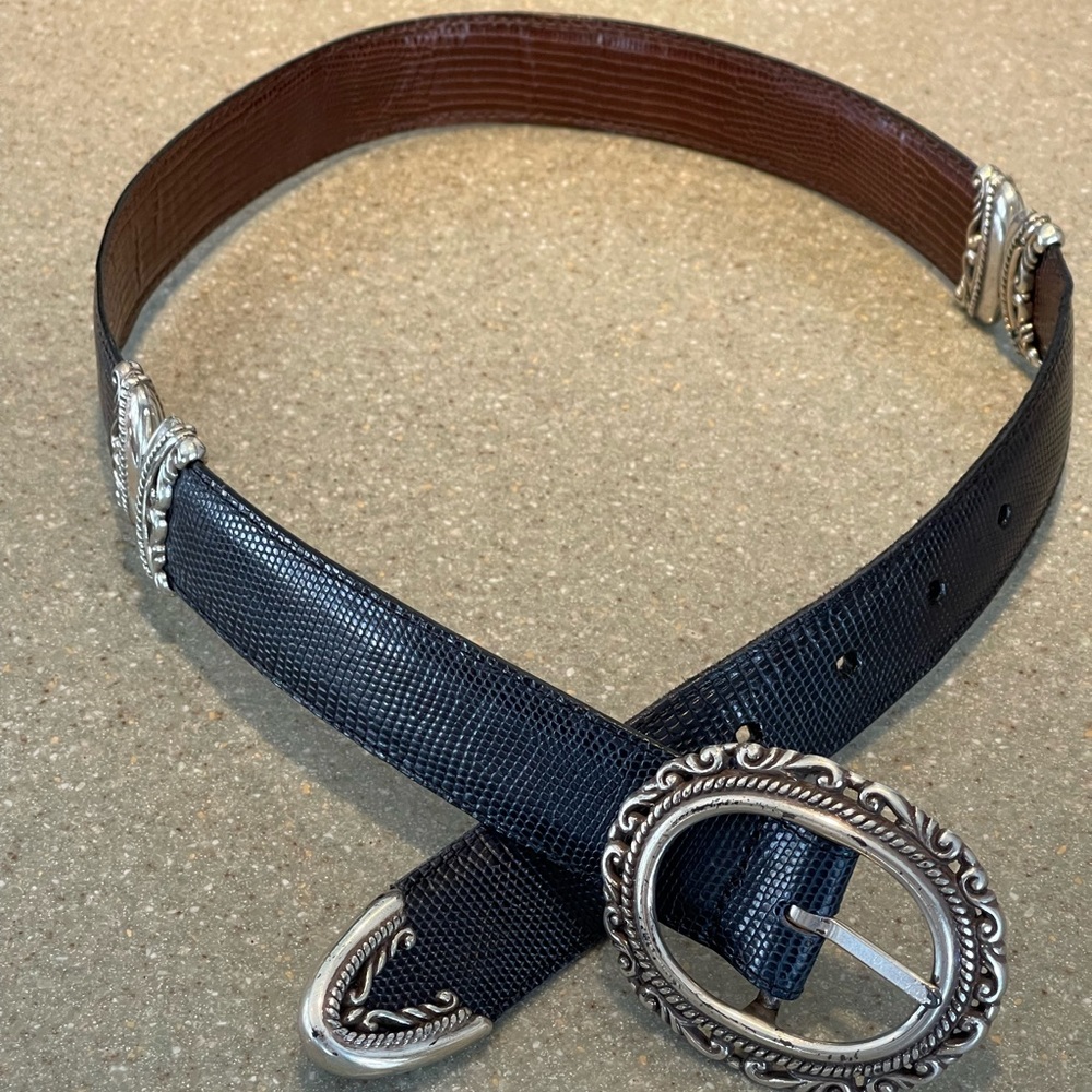 BRIGHTON Reversible Belt Size S Navy Blue/Brown Style# 36201